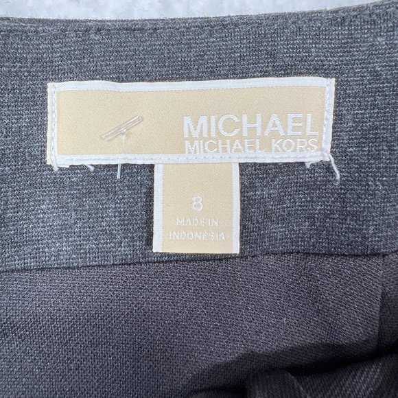 Michael Kors Gray Grey Knit Skirt Sz 8 Back Zipper Slit Chunky Zippers Sharp - Picture 3 of 8